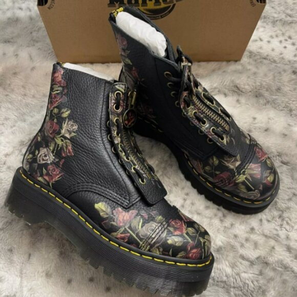Dr. Martens Shoes - DR. MARTENS SINCLAIR DECAYED ROSES LEATHER PLATFORM BOOTS MSRP$280 Most Beloved